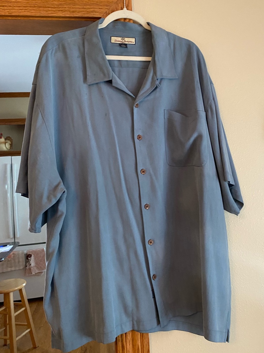 Tommy Bahama Silk Dusty Blue Short-Sleeve Button-Up Shirt XXL
